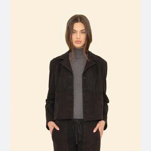 Xirena Bronco Black Suede Fringe Jacket